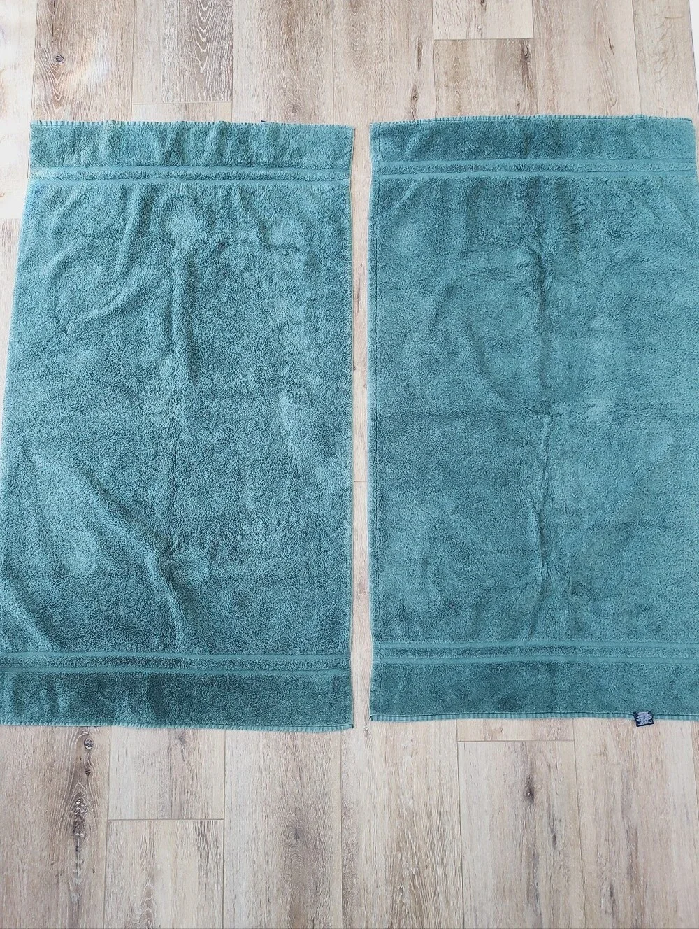 Ralph Lauren Cotton Vintage Large Bath Towels Set Of Two Green USA